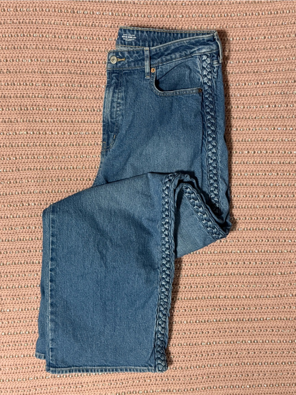 Extra High-Waisted Braided Wide-Leg Jeans
